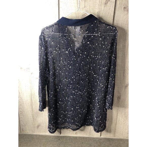 Womens Drapers & Damons Navy Blue White Cardigan Shirt Size Large. A4 - Picture 3 of 4